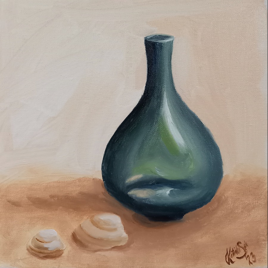 Vase - Fingerübungen Öl auf Leinwand 20x20 2023 